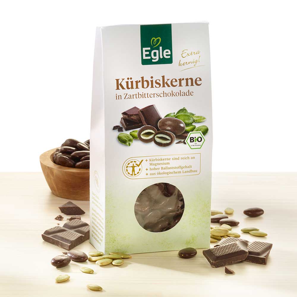 Bio Kürbiskerne in Zartbitterschokolade,  2 x 90 g