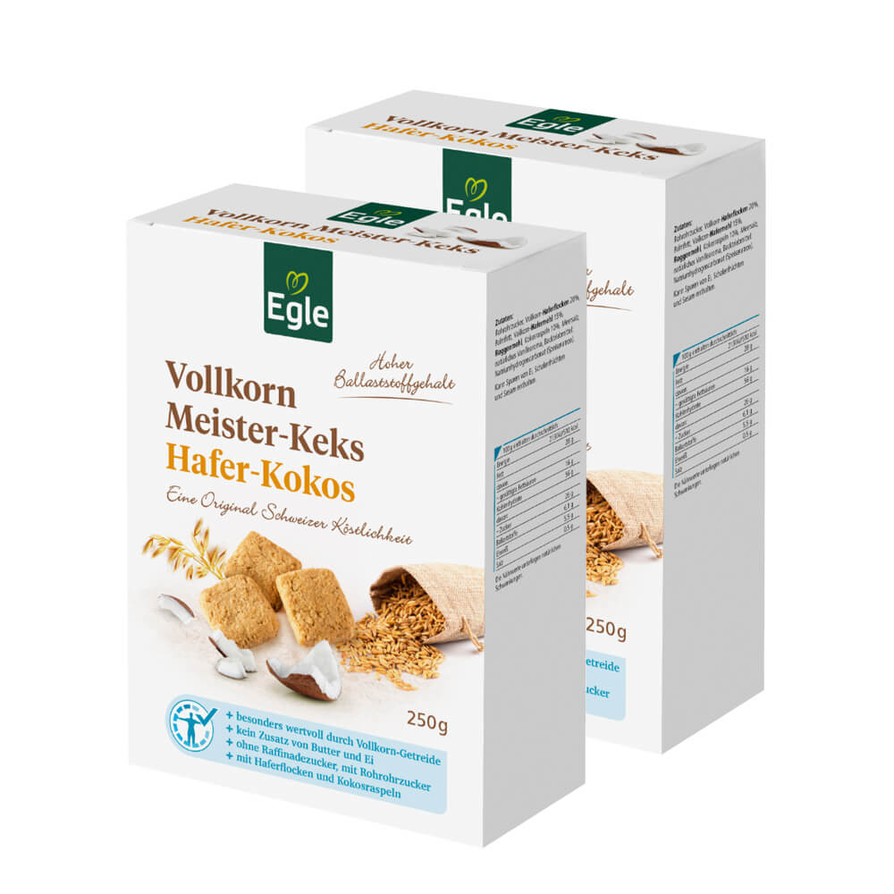 Vollkorn Meister-Keks Hafer-Kokos 2 x 250 g
